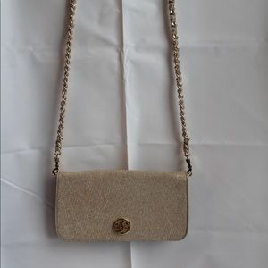 Tory Burch Clutch Shimmer Canvas Crossbody Bag